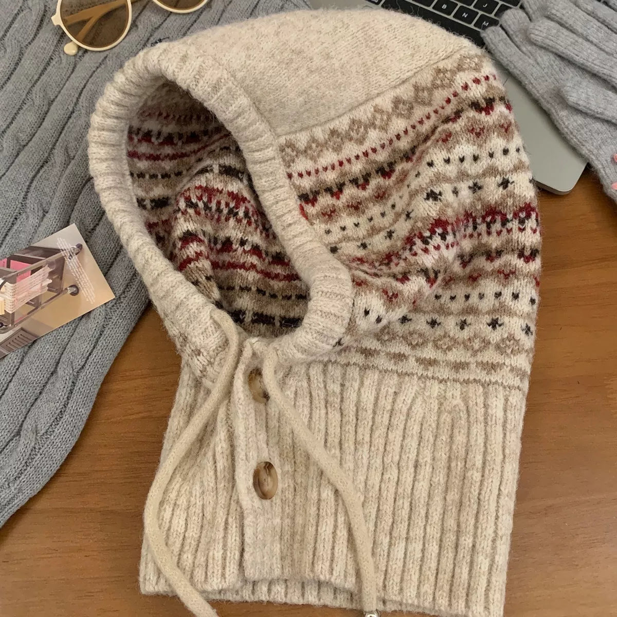 Drawstring Knitted Hat