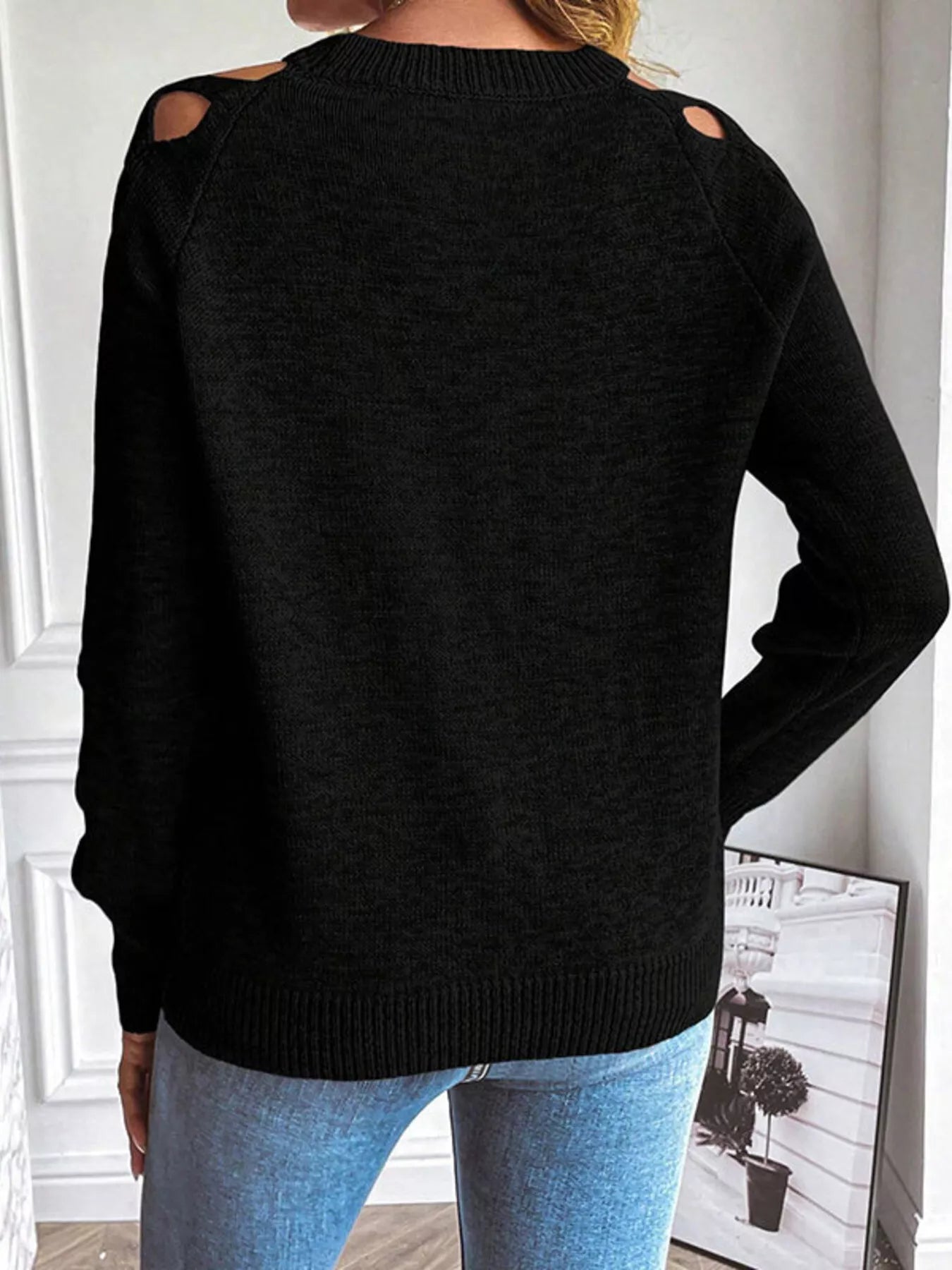 Criss-Cross Cutout Long Sleeve Sweater