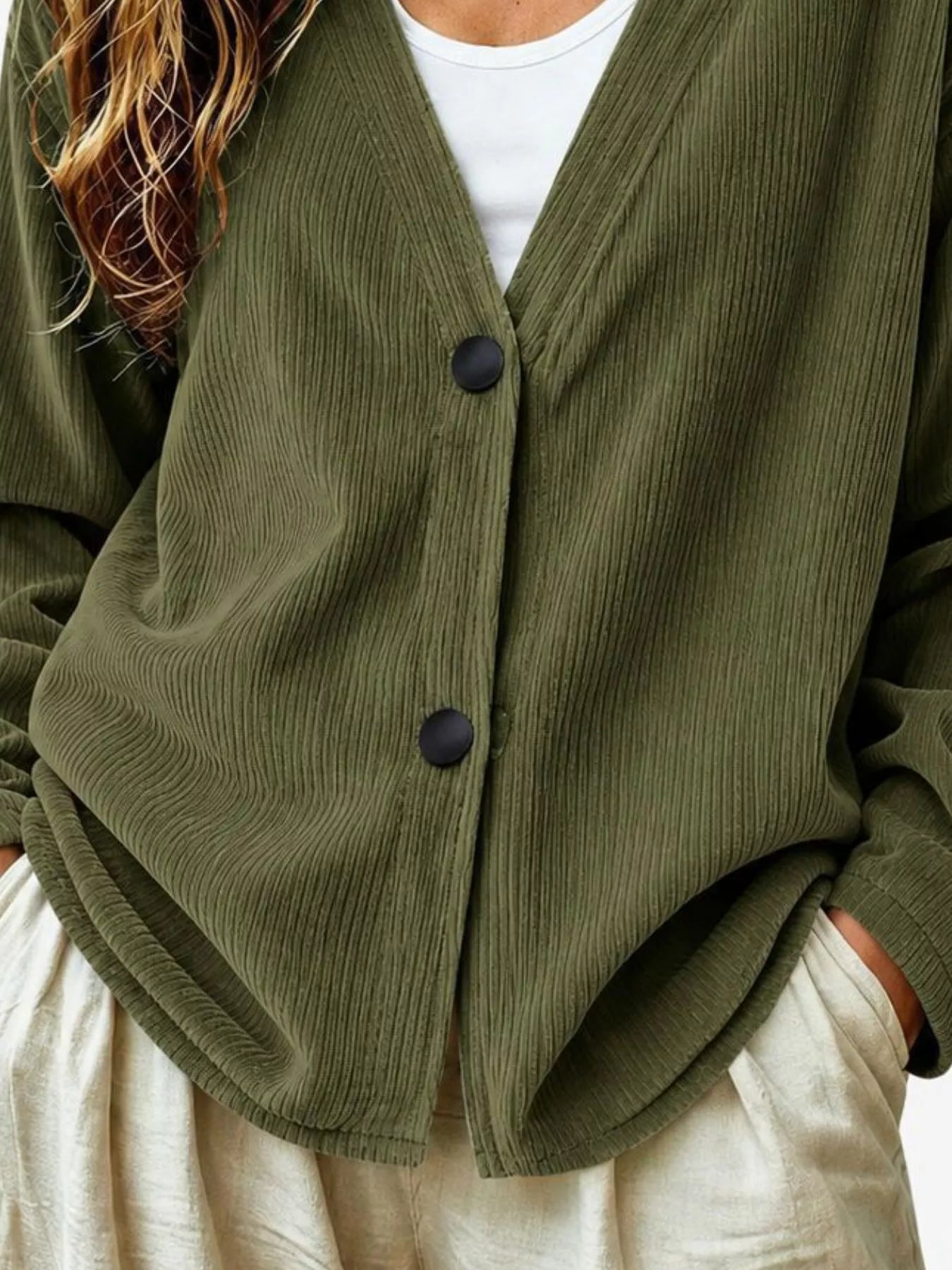 Casual Corduroy Button-Up Cardigan
