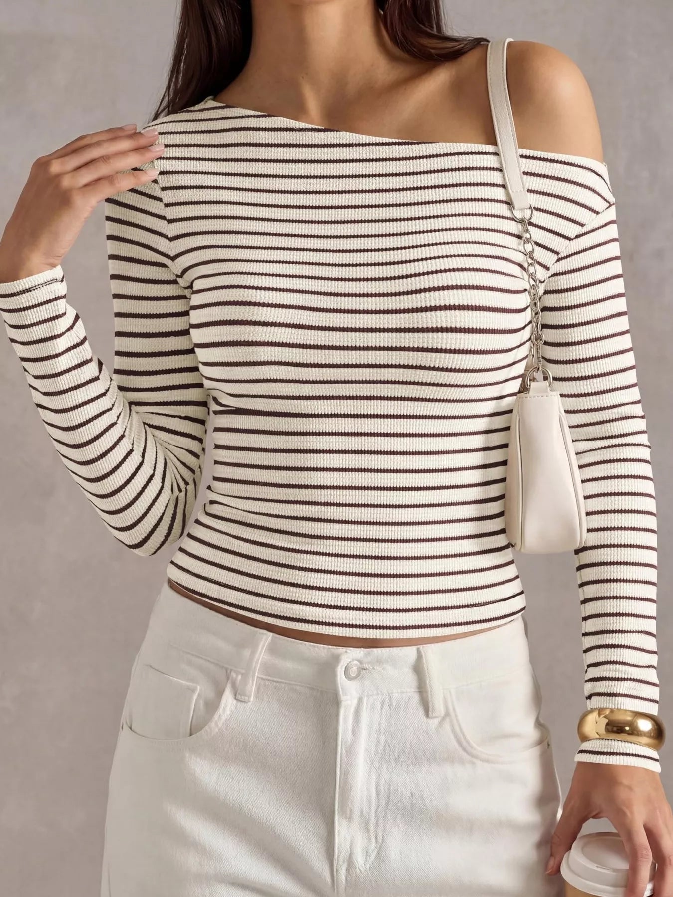 Striped Ribbed Long Sleeve T-Shirt