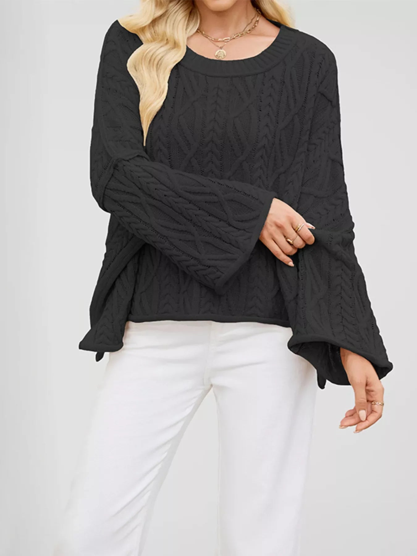 Cozy Cable Knit Drop Shoulder Oversize Sweater