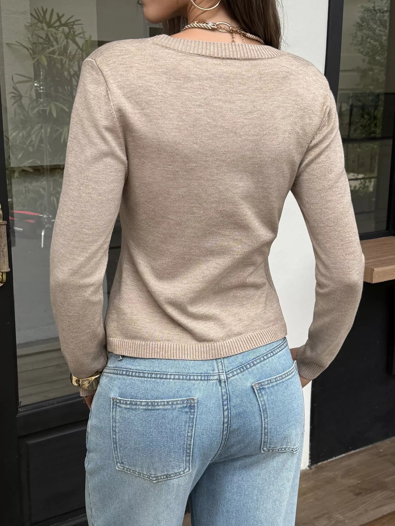 V-Neck Button-Up Cardigan