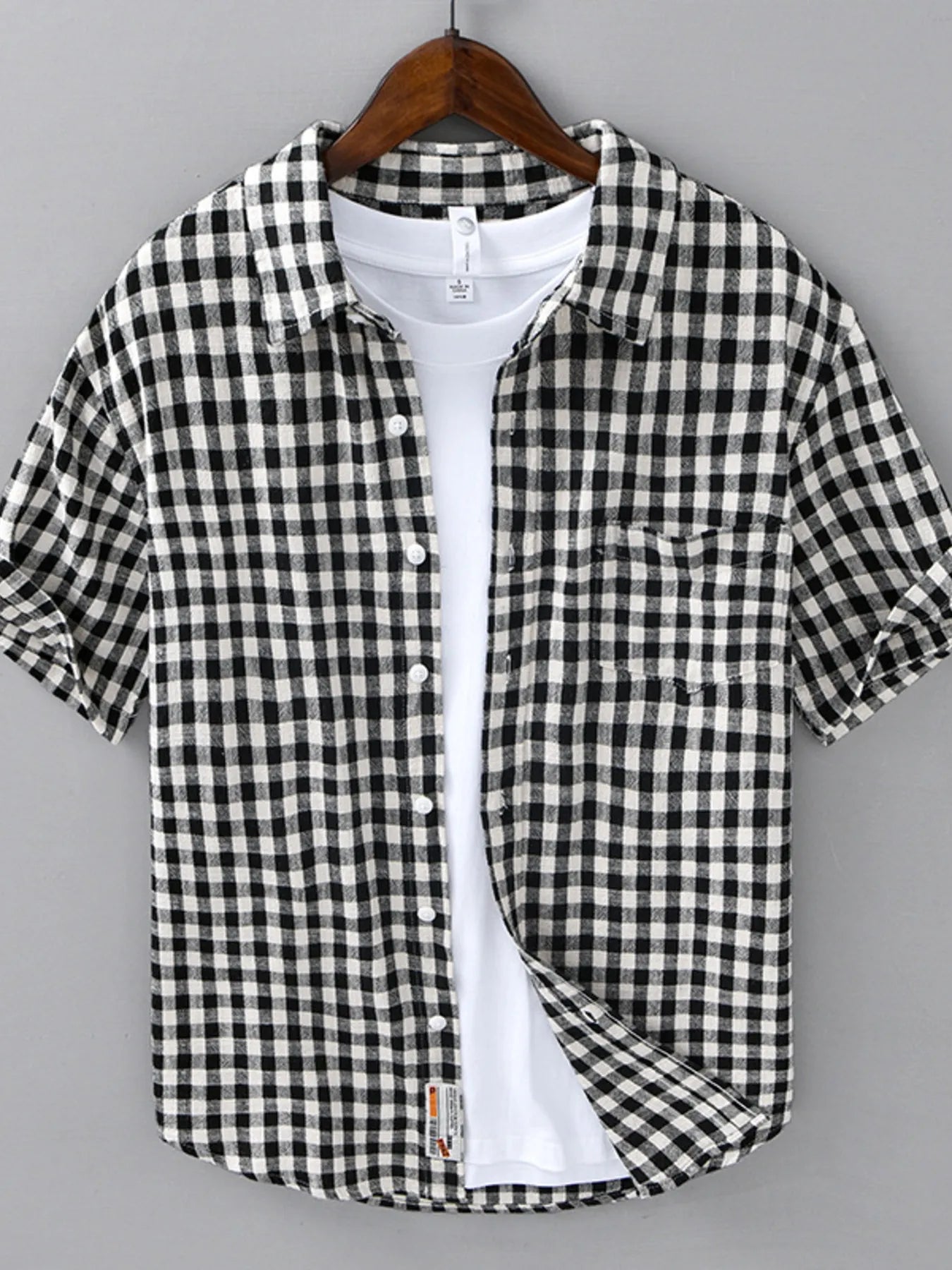 Men's Plus Size Plaid Button Up Short Sleeve Shirt