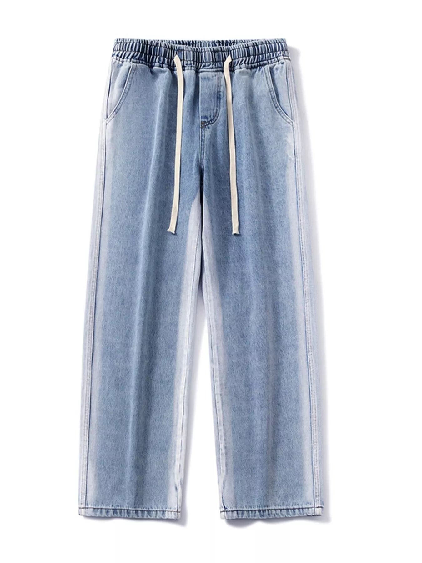Men's Full Size Drawstring Relaxed Fit Wide Leg Jeans Plus Size