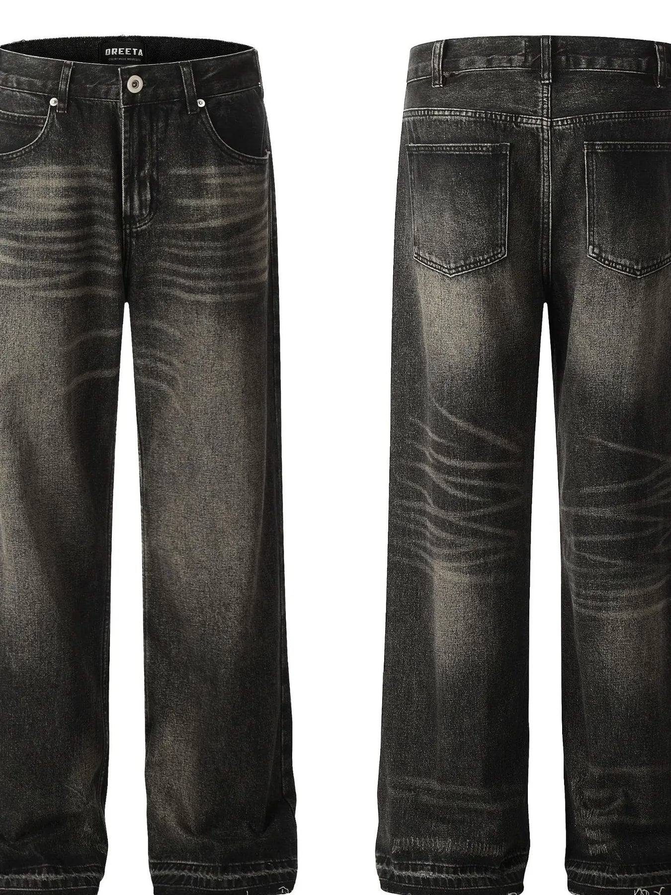 Men's Vintage Washed Frayed Hem Jeans