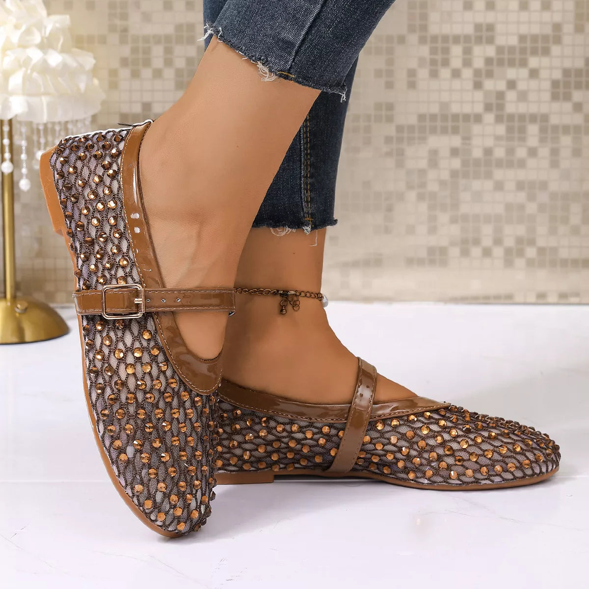 Sparkling Mesh Mary Jane Sneakers