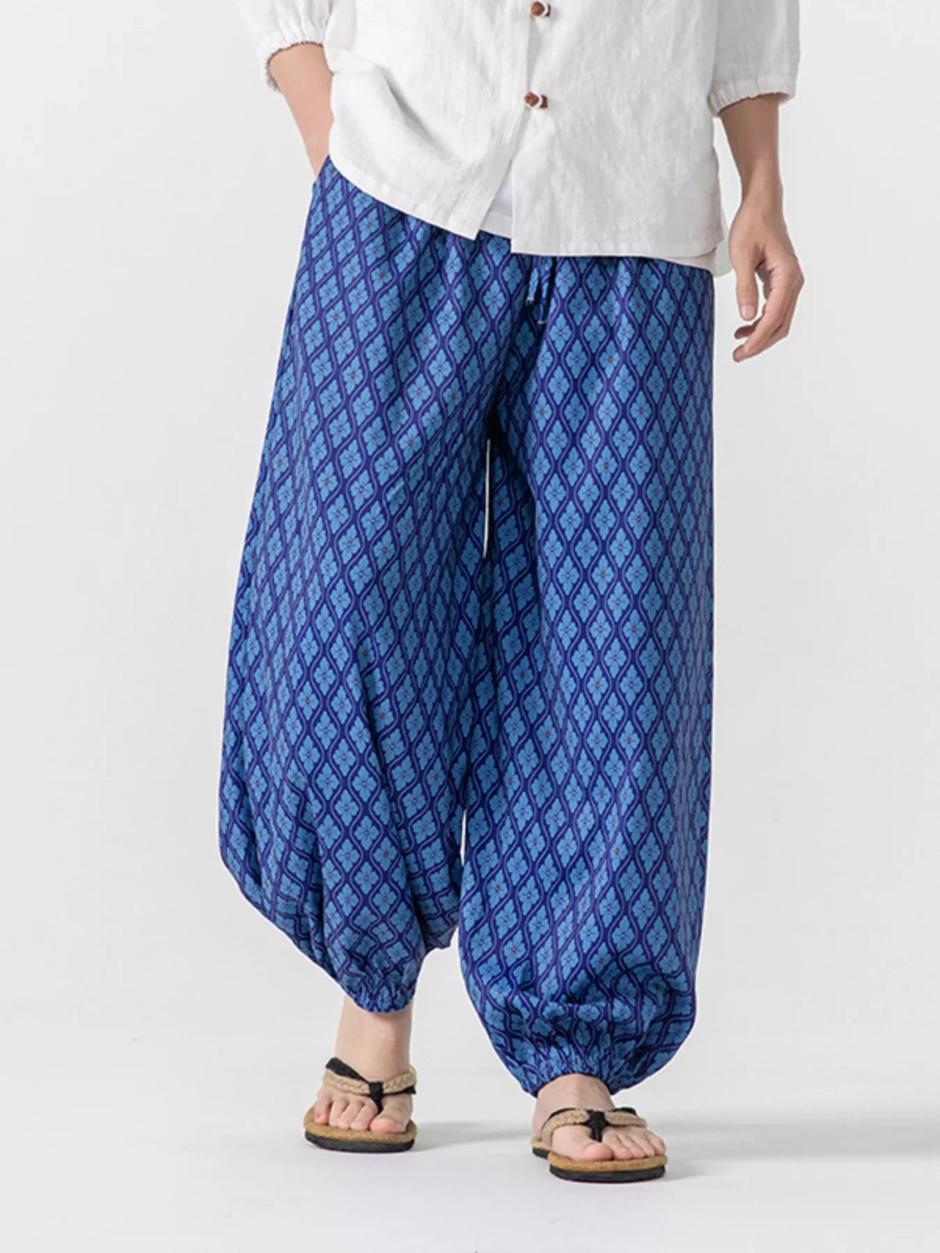 Men's Plus Size Diamond Patterned Harem Pants