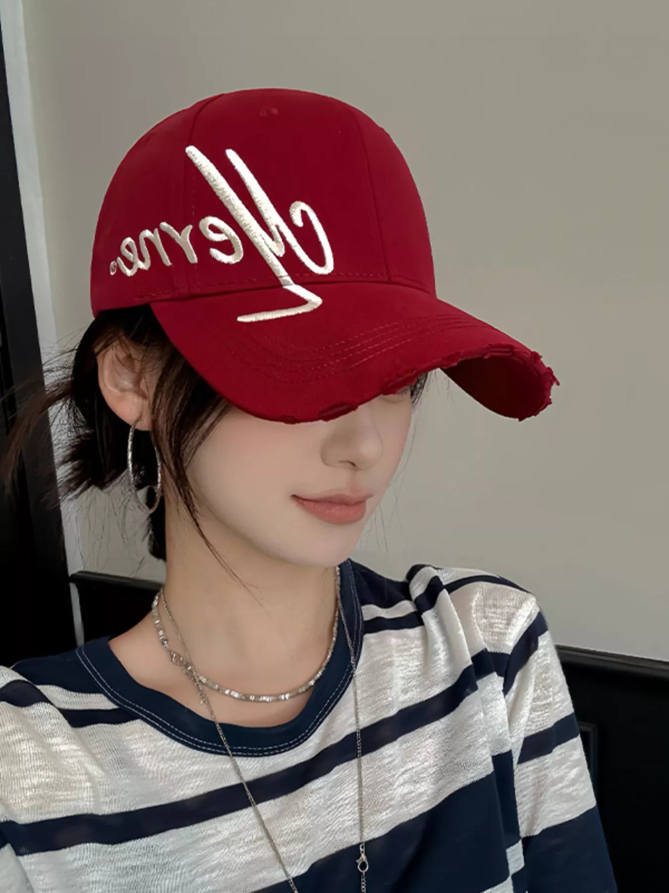 Embroidered Distressed Baseball Cap