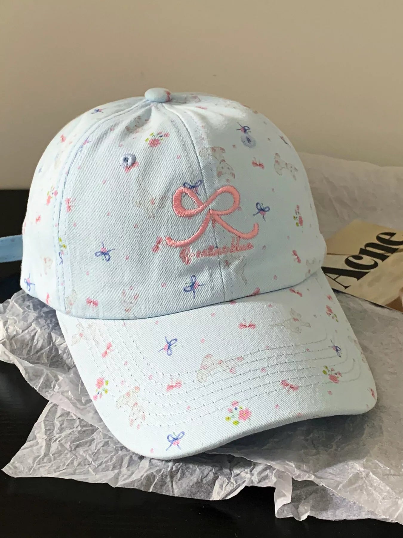 Bow Embroidered Baseball Cap