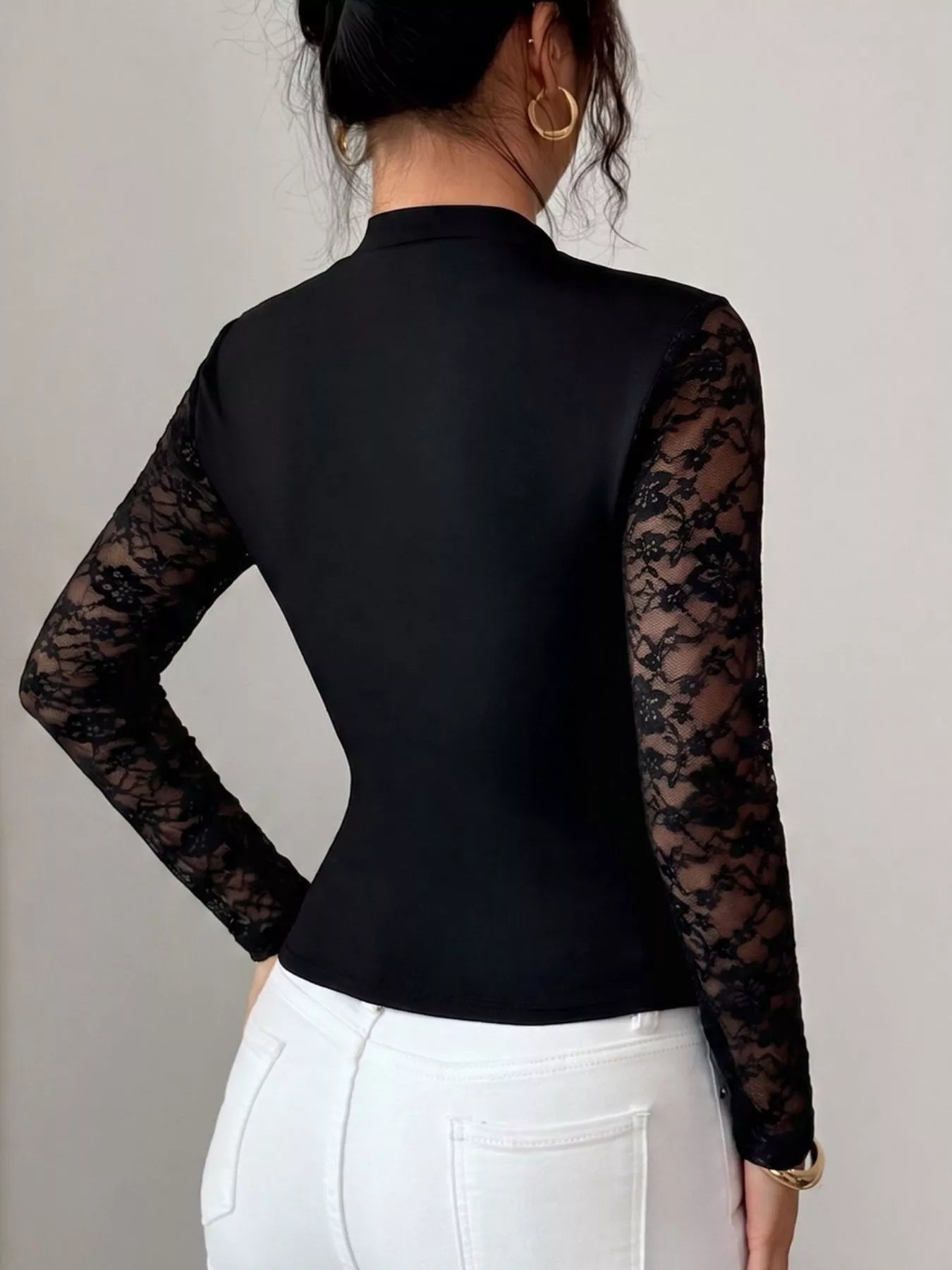 Lace Trim Cutout Front Top