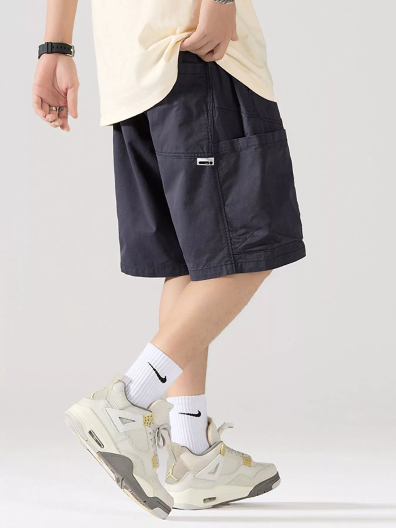 Men's Full Size Casual Cargo Shorts with Drawstring Plus Size