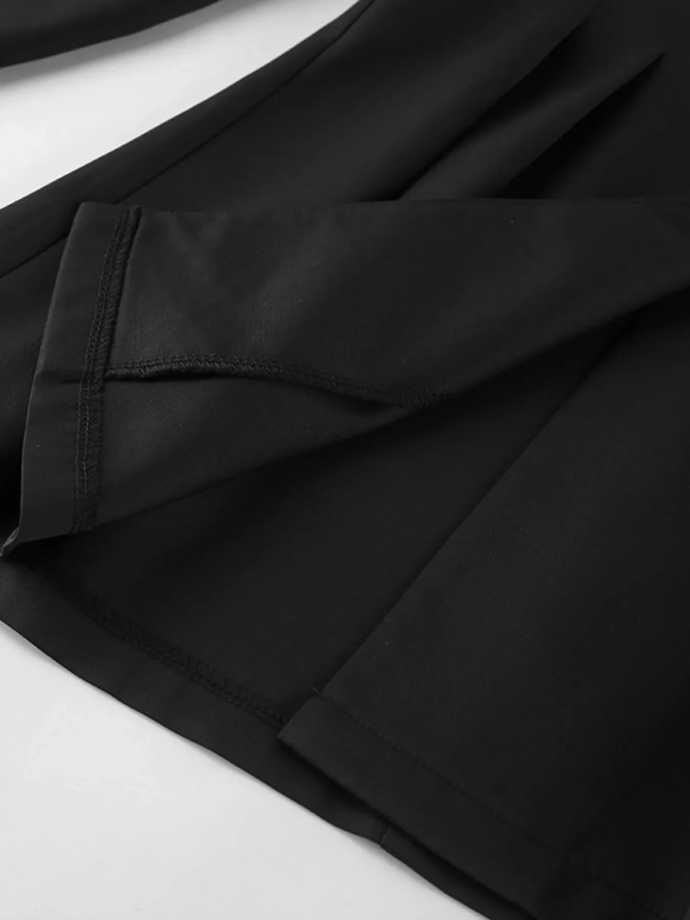 Chic Button Down Pleated Blazer and Wide-Leg Pants Suit Set