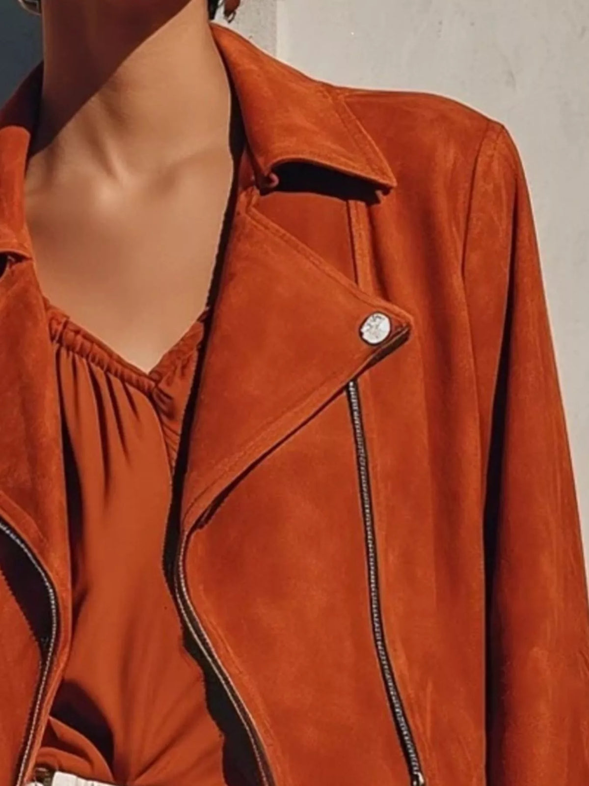 Fringe Hem Zip Up Jacket