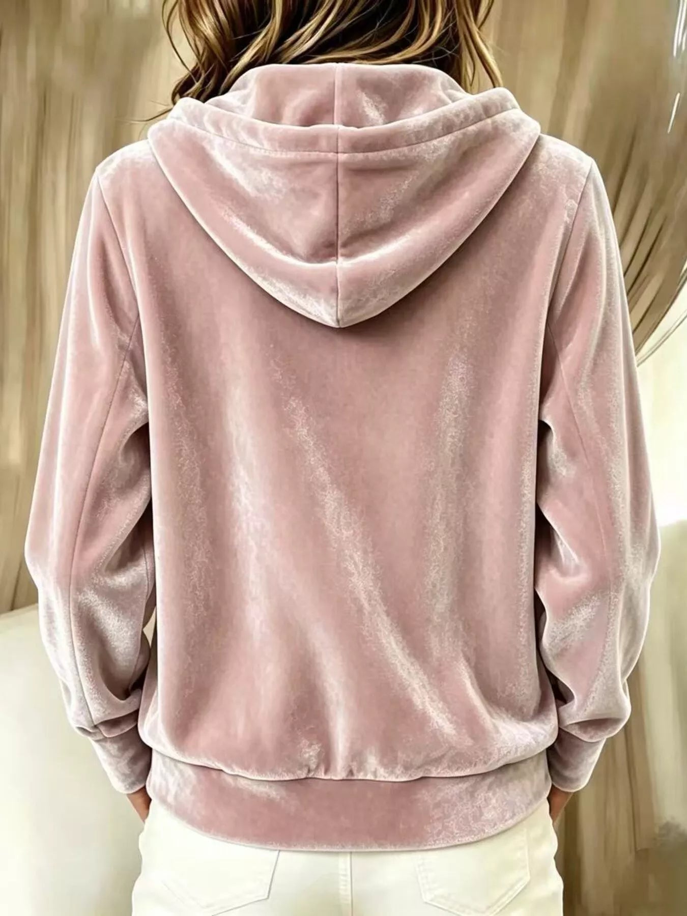 Full Size Velvet Button-Down Hooded Outerwear Plus Size