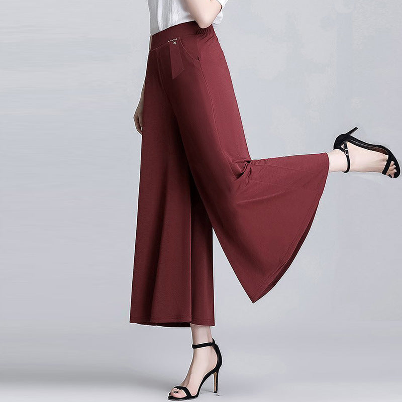 Thin Wide-Leg Pants Ankle-Length Culottes