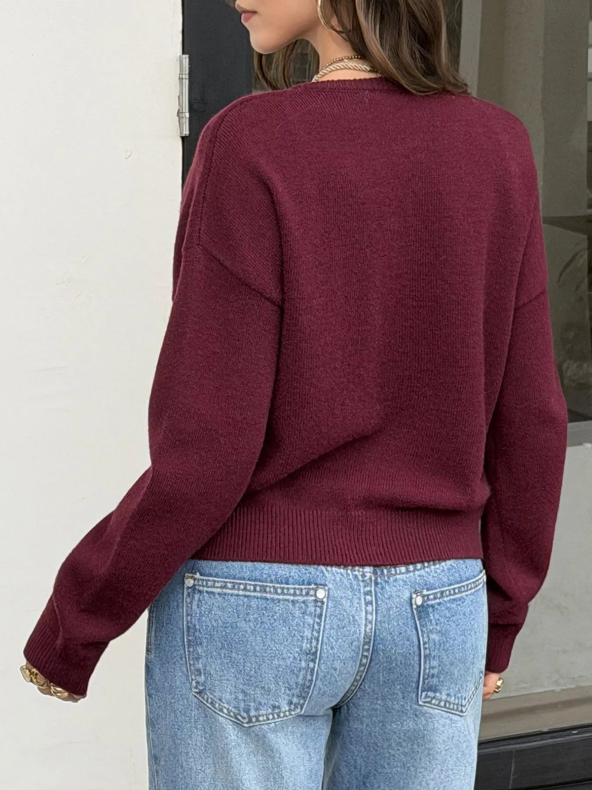 Button-Down Dropped Shoulder Cardigan