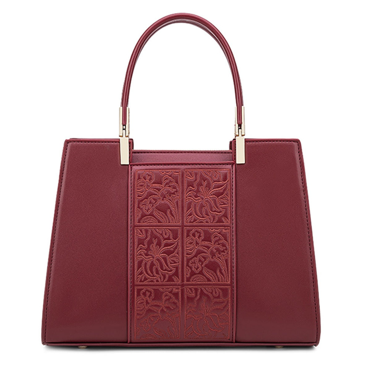 Embossed Leather Top Handle Handbag
