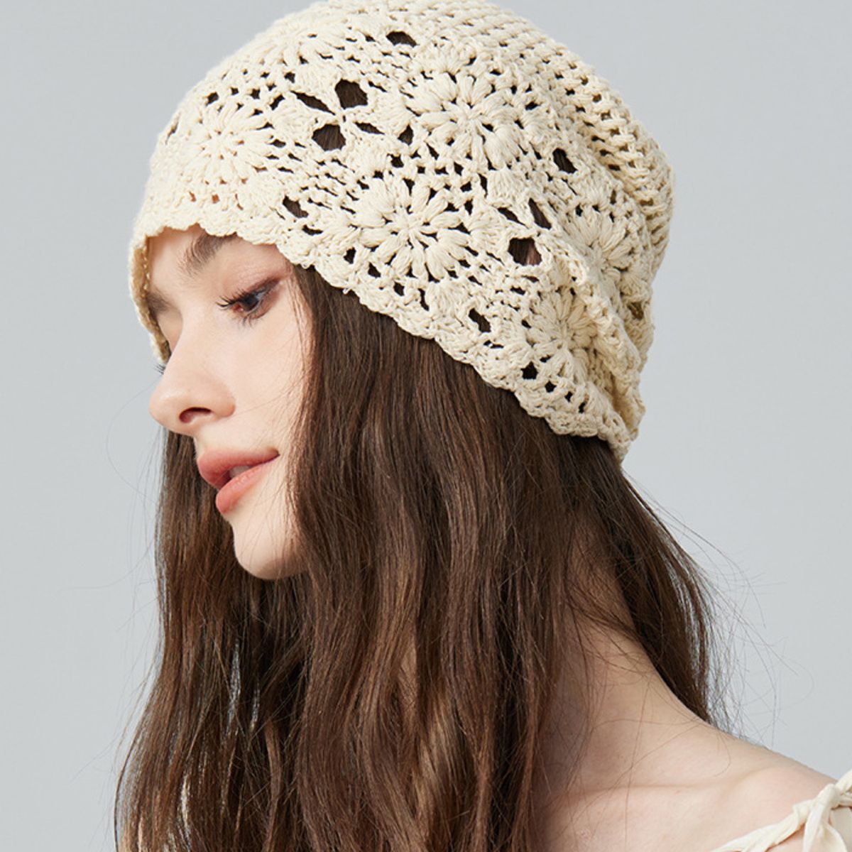 Crochet Floral Beanie Hat
