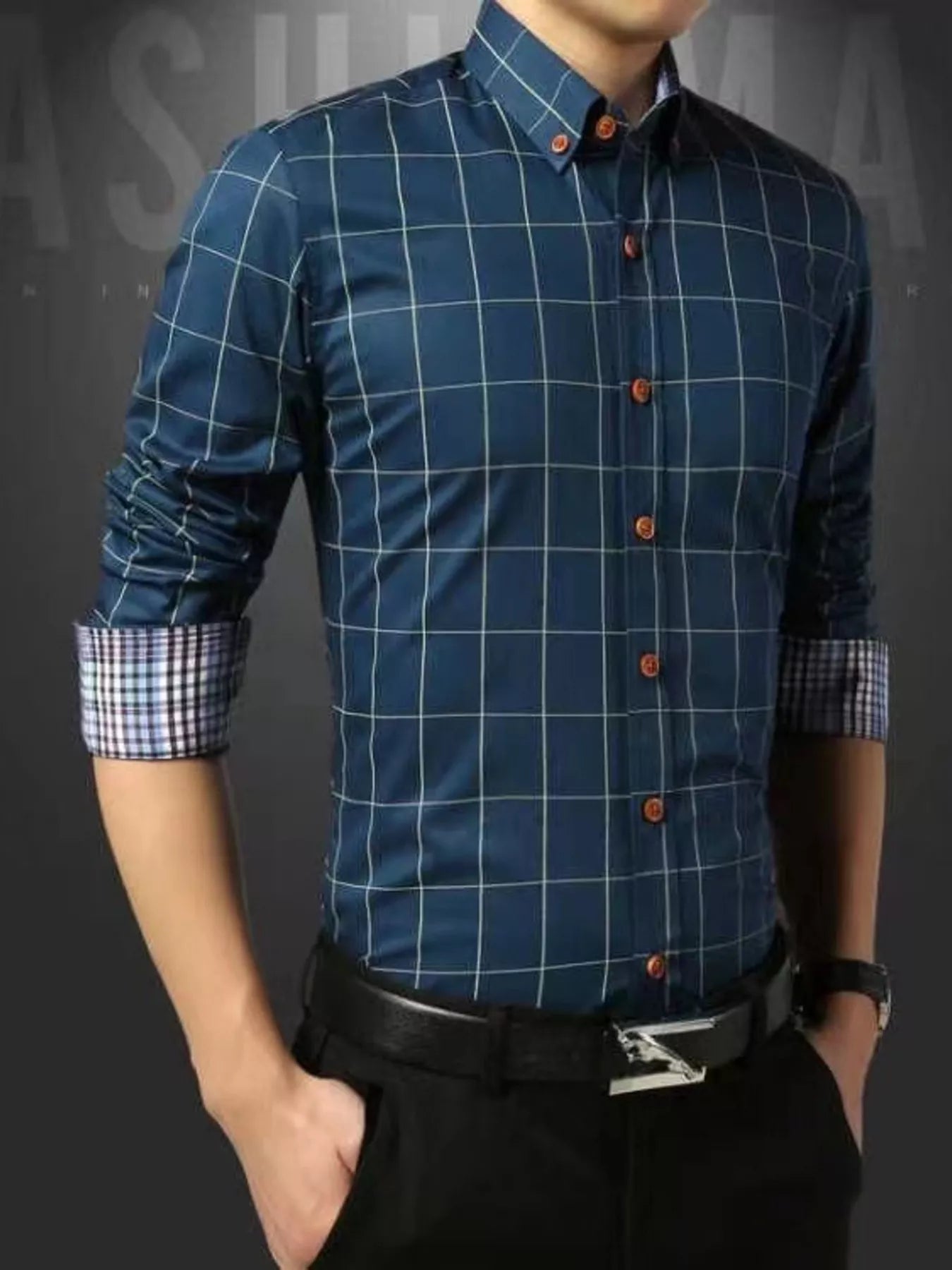 Men's Plus Size Classic Plaid Button-Down Shirt