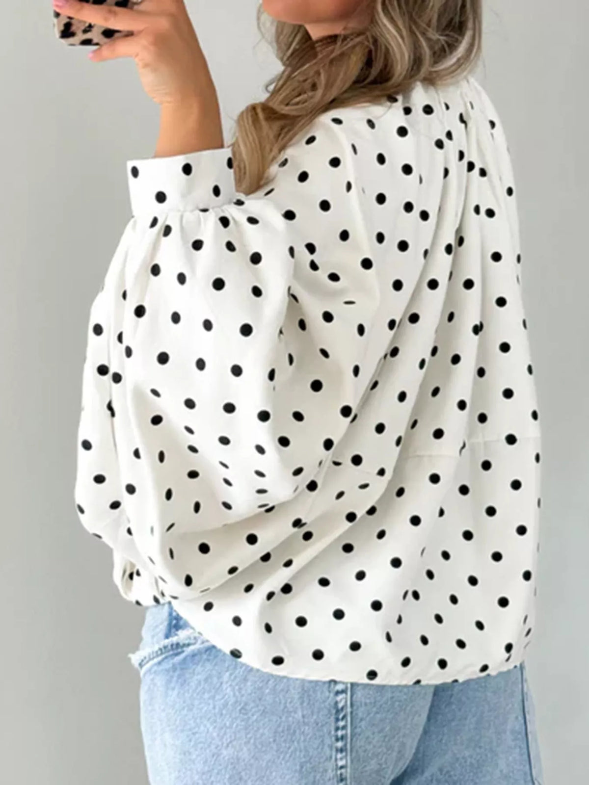 Polka Dot Zip-Up Jacket