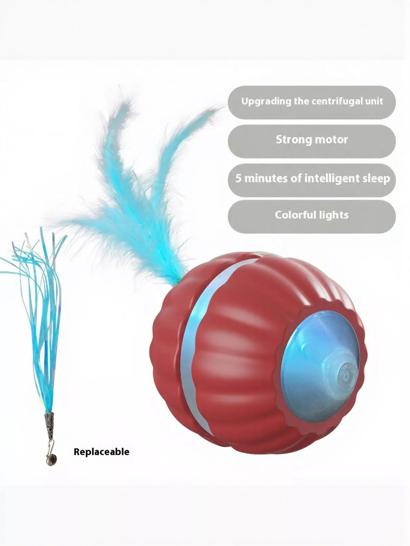 Interactive LED Sound Ball with Feather Teaser