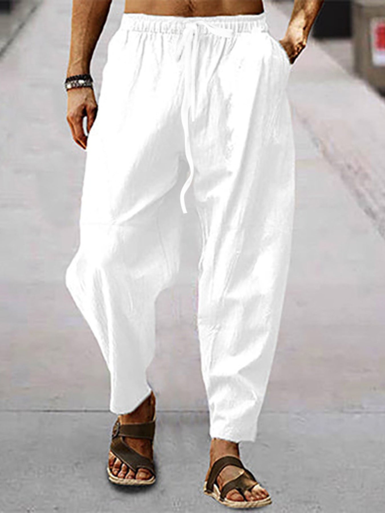Men's Full Size Drawstring Wide Leg Pants Plus Size