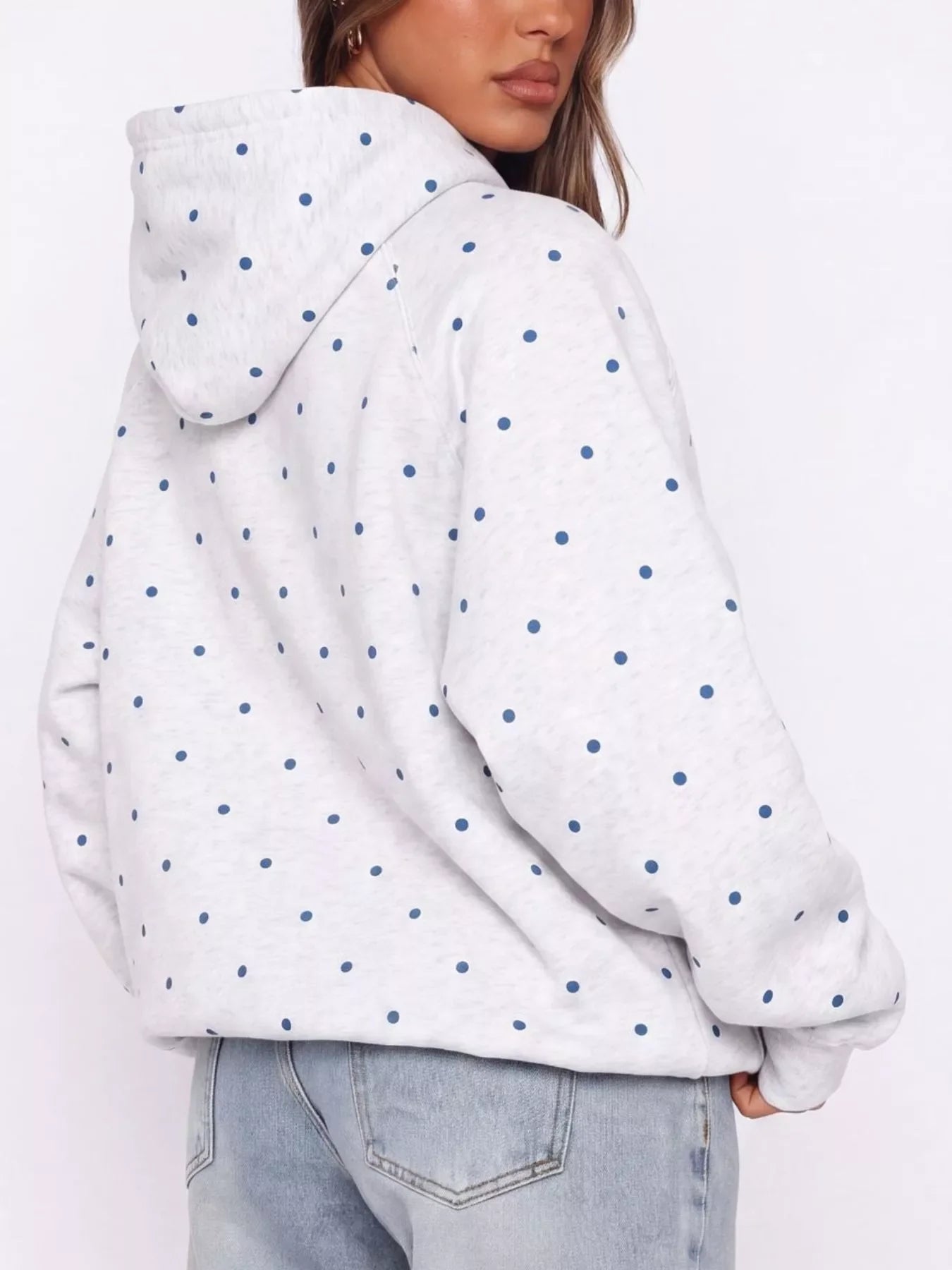 Polka Dot Raglan Sleeve Hoodie