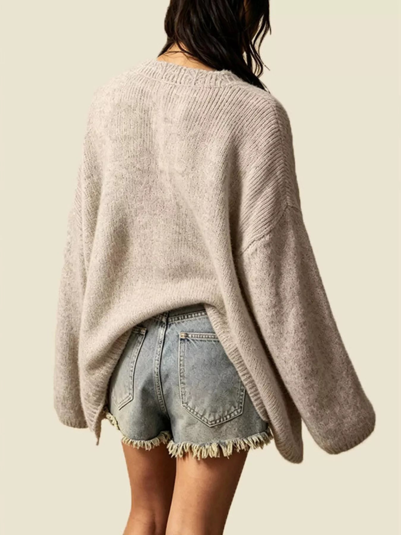 V-Neck Button-Down Knit Cardigan