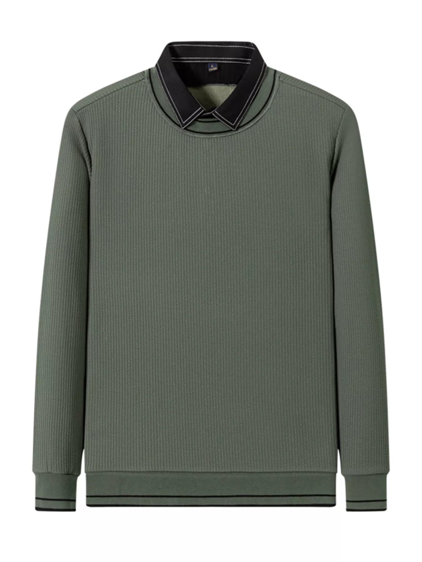 Men's Plus Size Collared Neck Ribbed Sweater