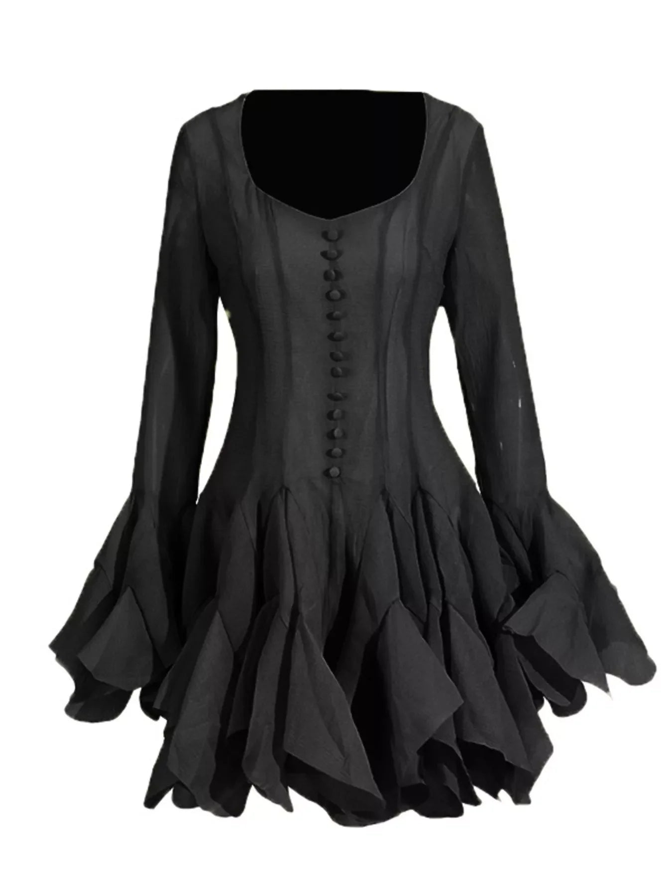 Ruffled Flare Sleeve Mini Dress