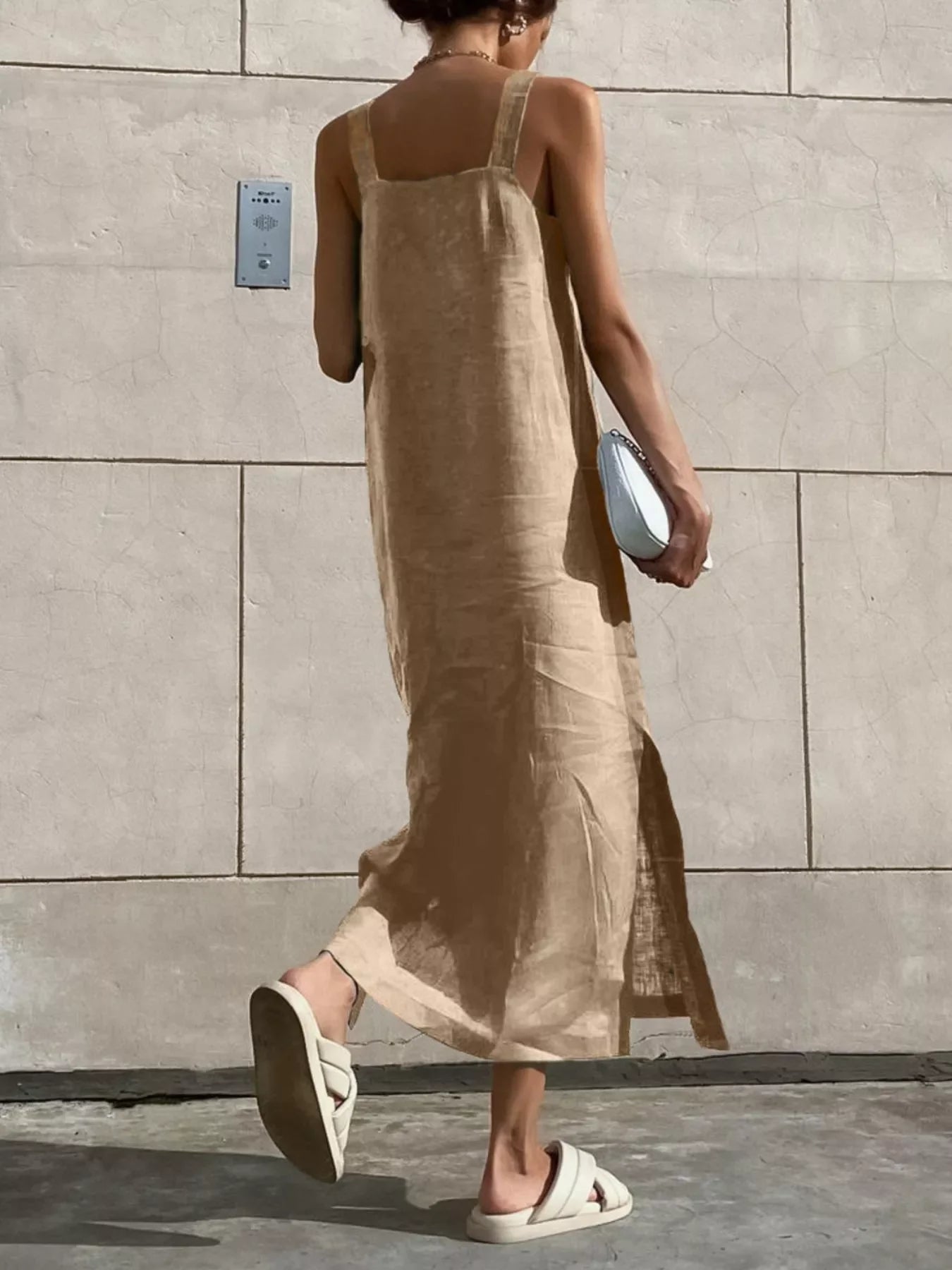 Side Slit Sleeveless Midi Dress