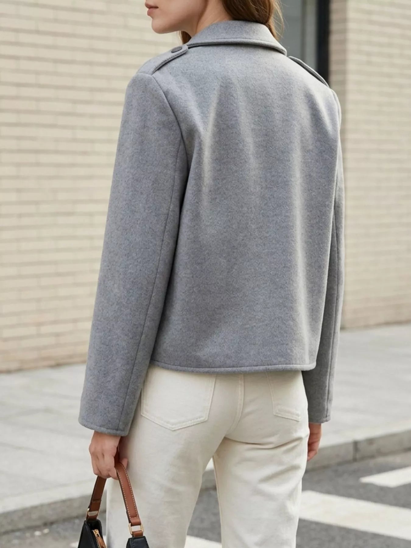 Lapel Collar Cropped Outerwear