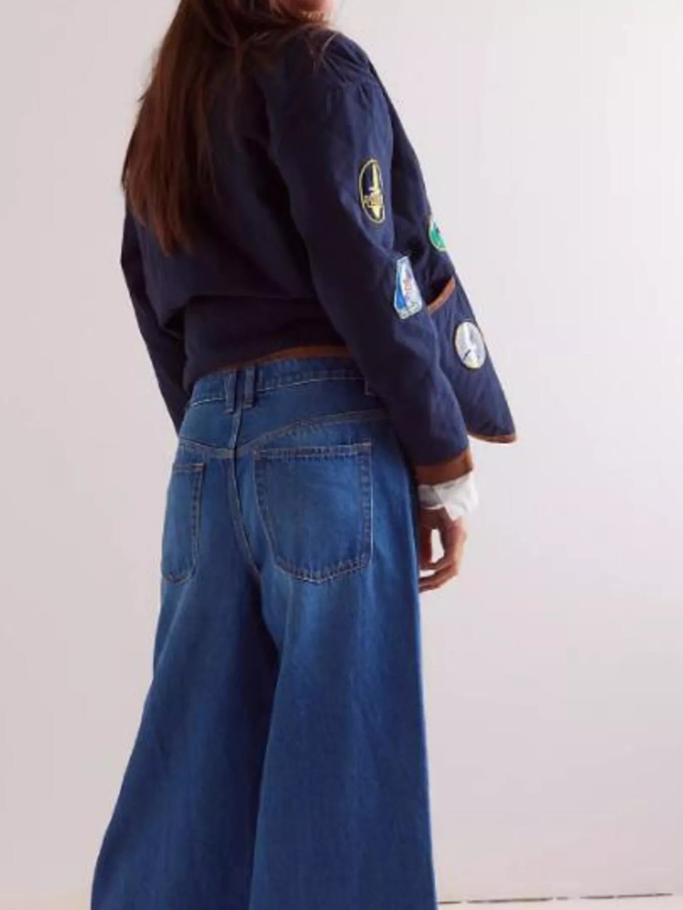 Wide-Leg Side Snap Button Jeans