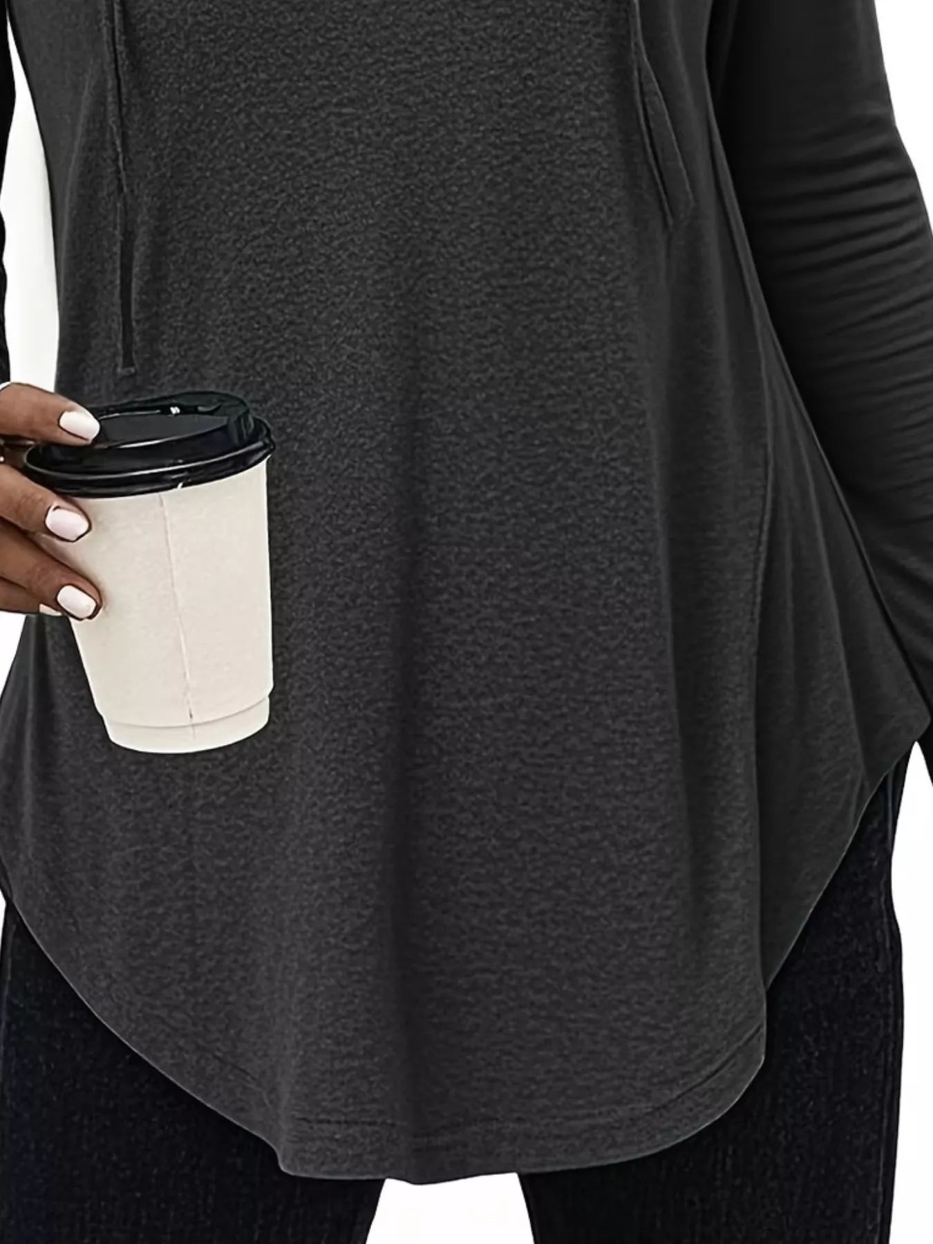 Full Size Drawstring Long Sleeve Hooded Top Plus Size