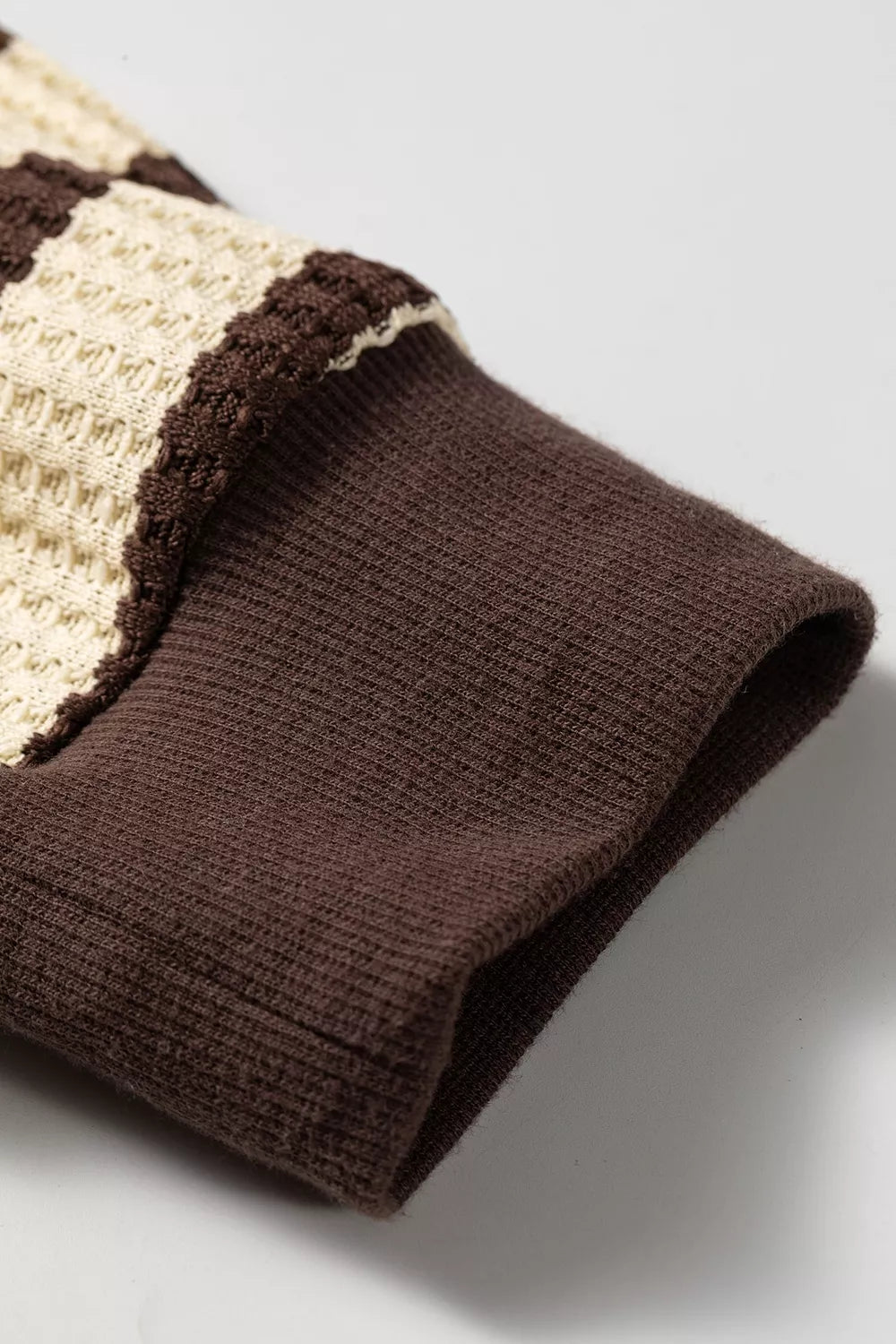 Stripe Patchwork Ribbed Cuff Casual Pullover Sweatshirt
