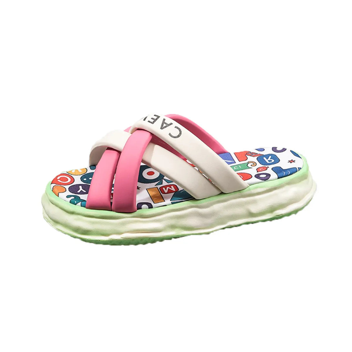 Colorful Letter Print Platform Sandals