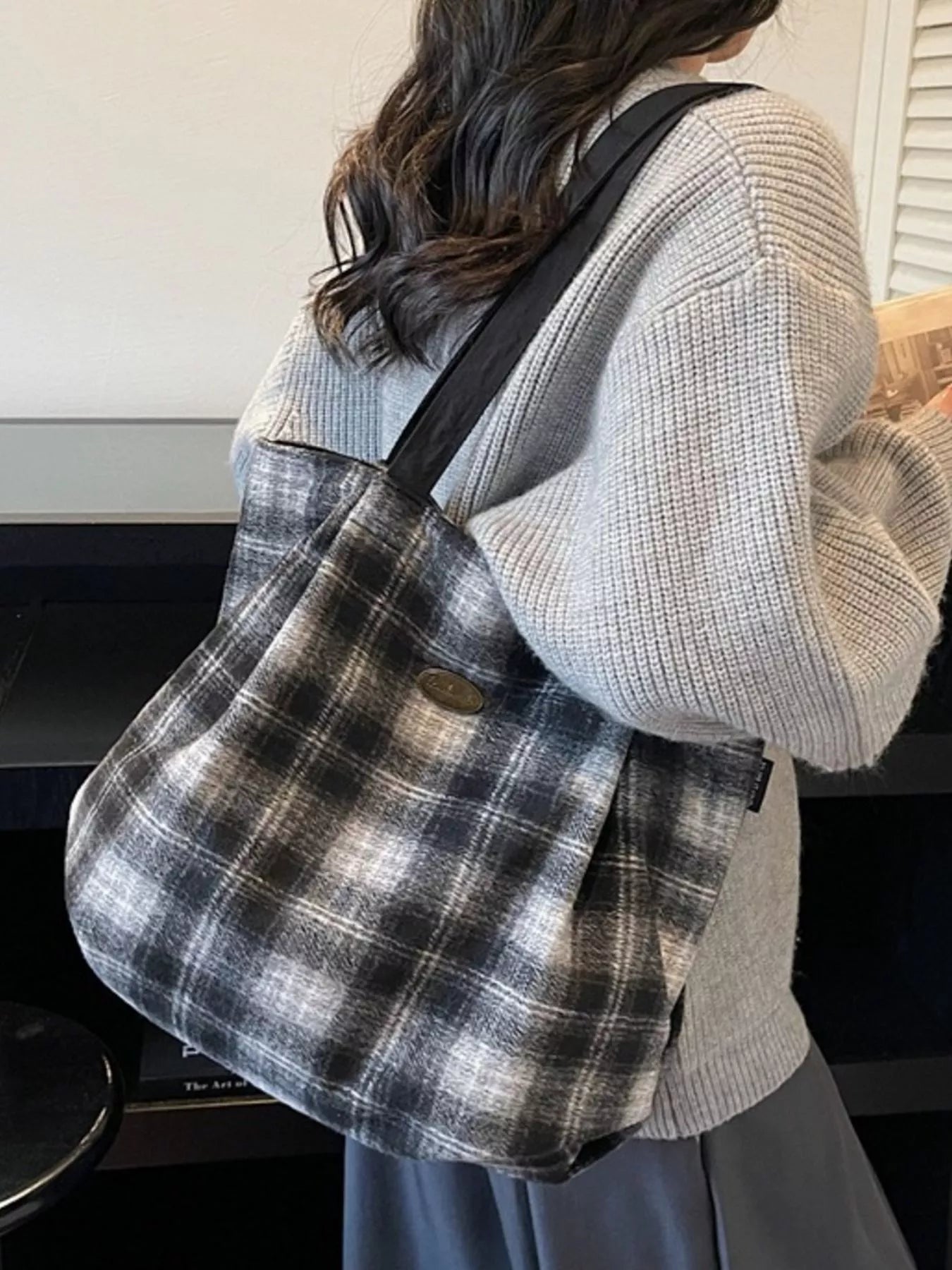 Plaid Pattern Casual Tote Bag