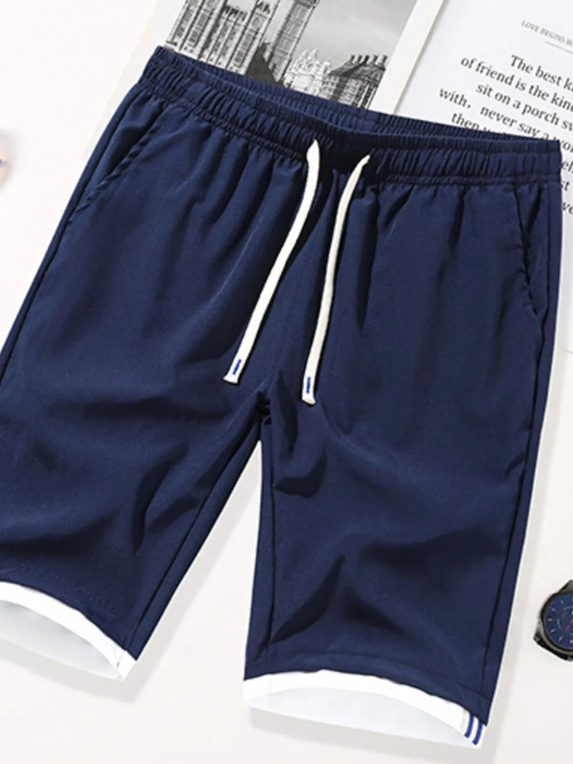 Men's Plus Size Drawstring Shorts with Pockets