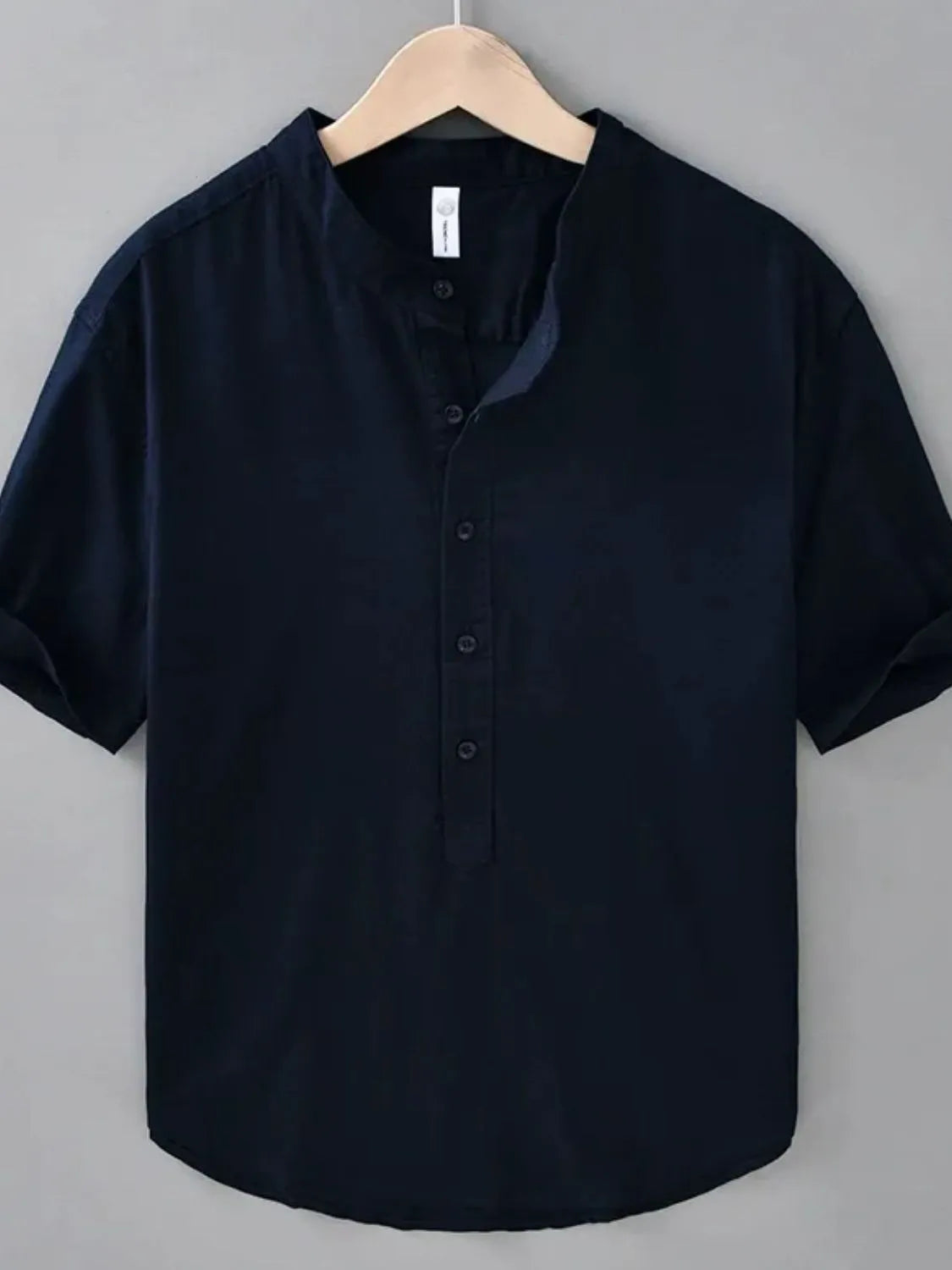 Men's Plus Size Button Detail Short Sleeve Blouse