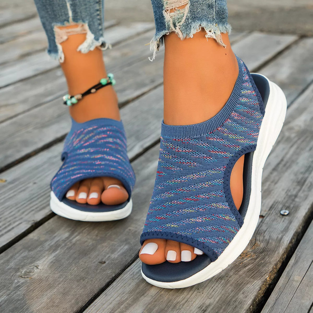 Peep Toe Flats Sandals