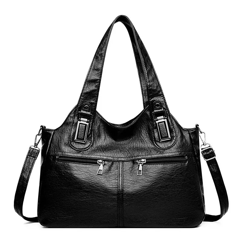 Vintage Style PU Leather Large Handbag
