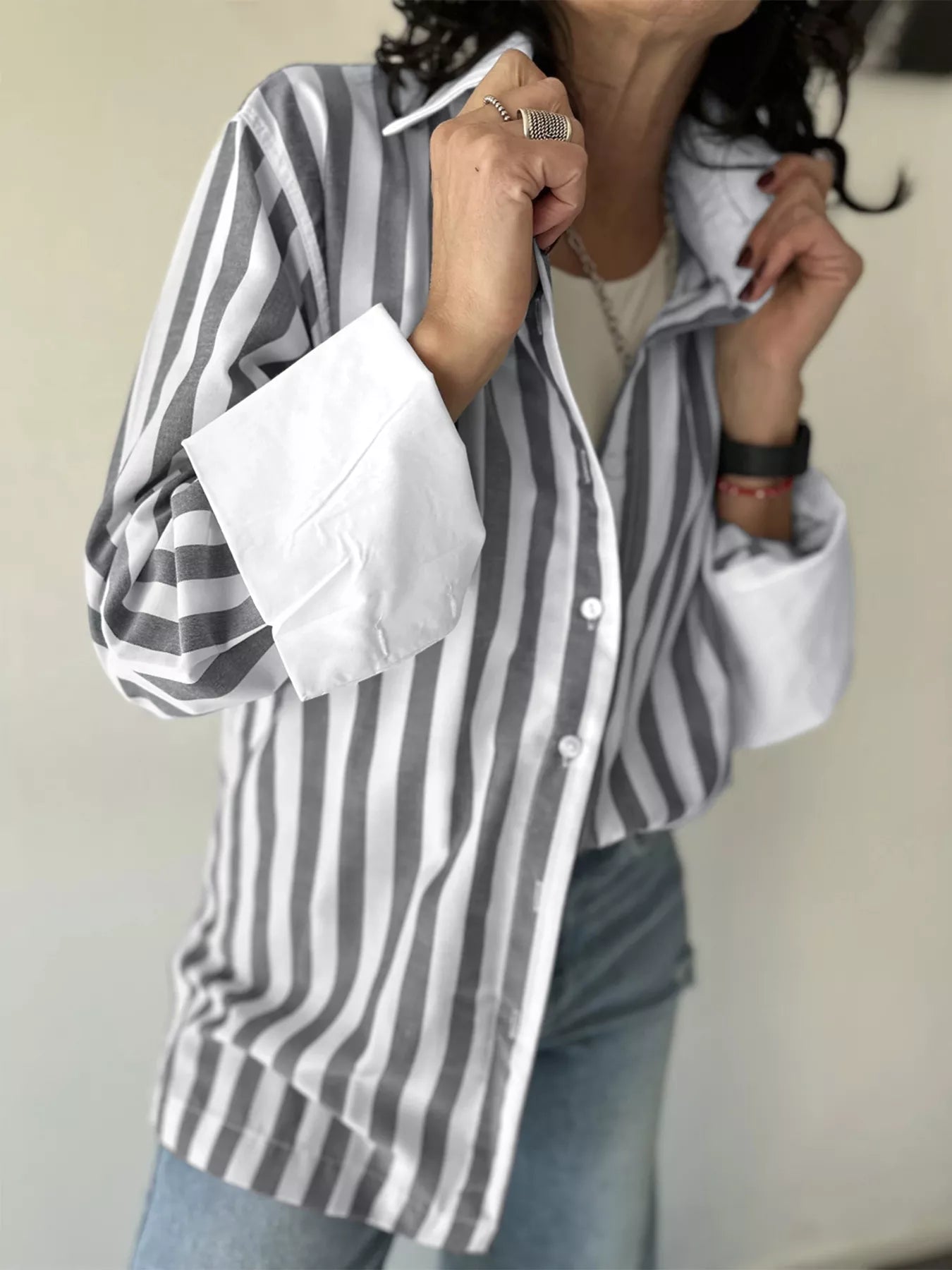 Striped Button-Up Long Sleeve Shirt