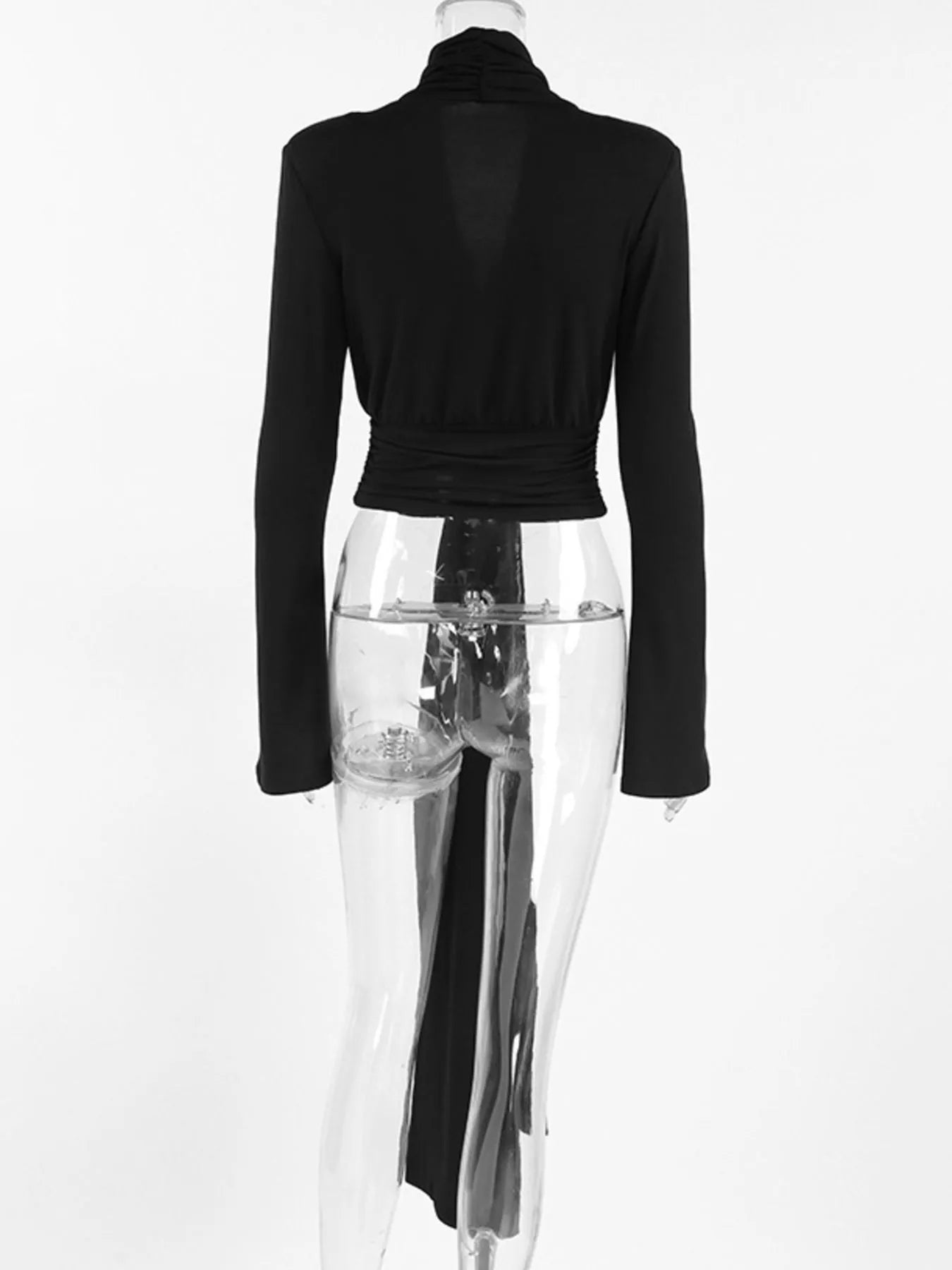Front Tie Detail Flare Sleeve Blouse