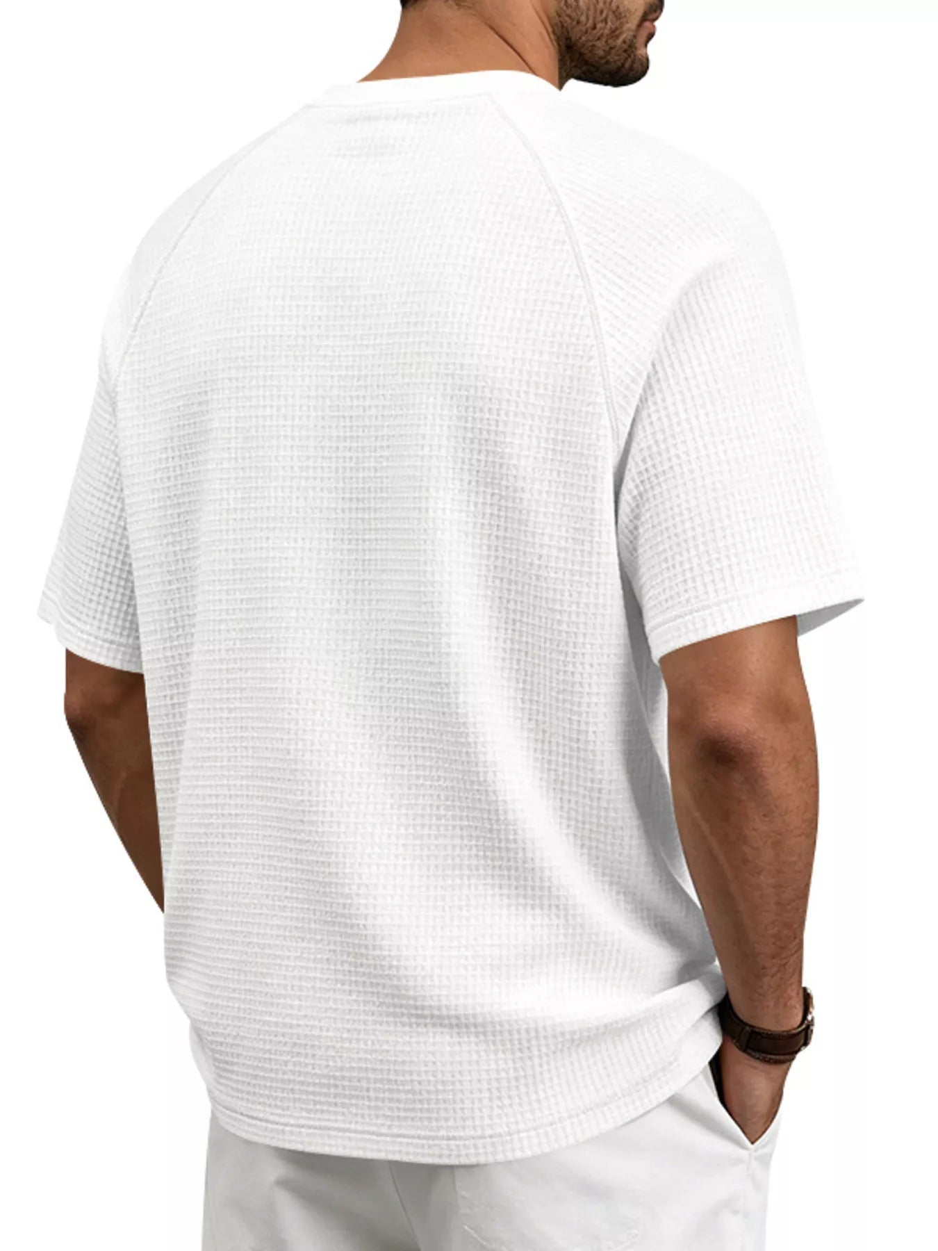 Men's Full Size Waffle Knit Raglan Short Sleeve T-Shirt Plus Size