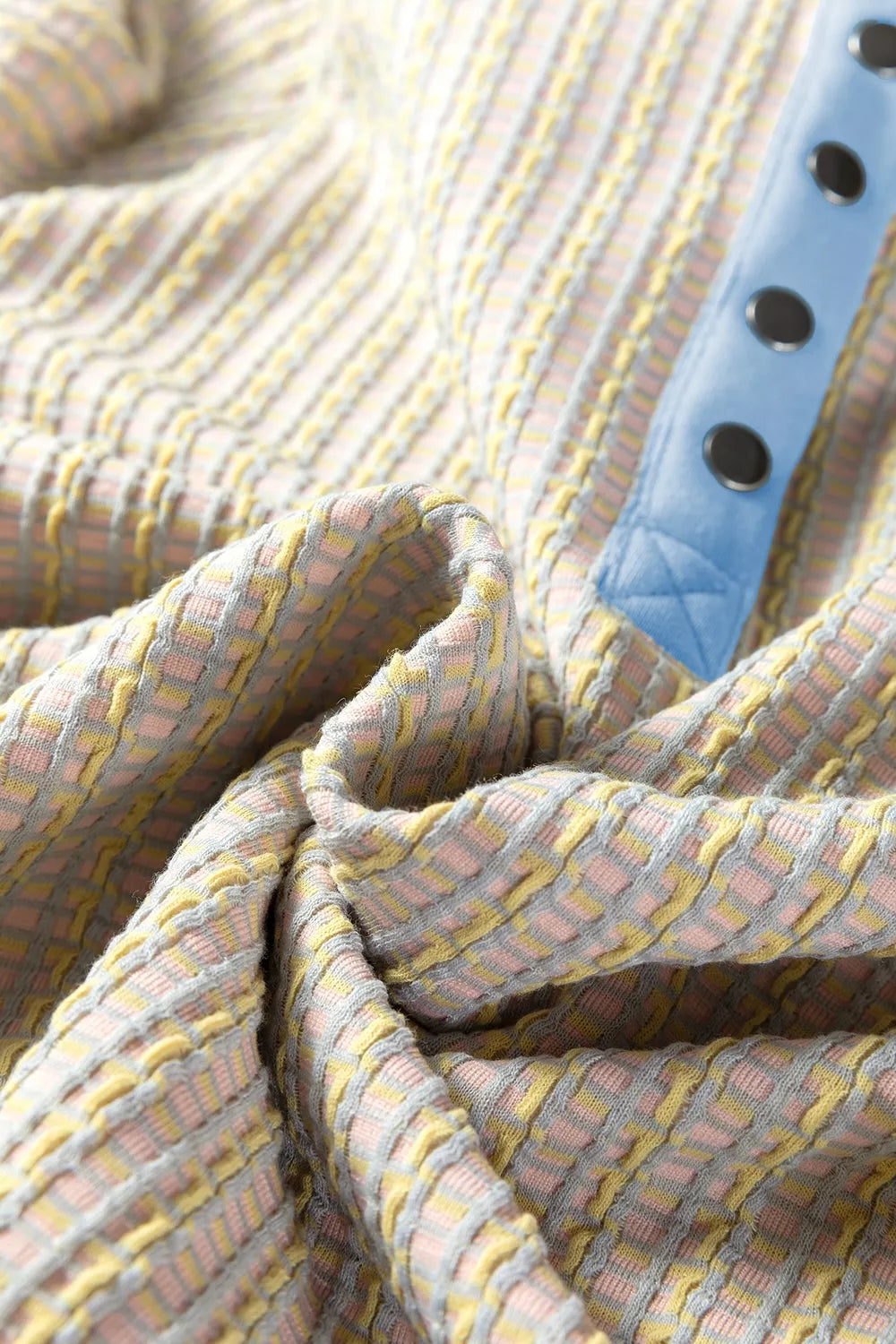 Button Front Jacquard Henley Sweatshirt