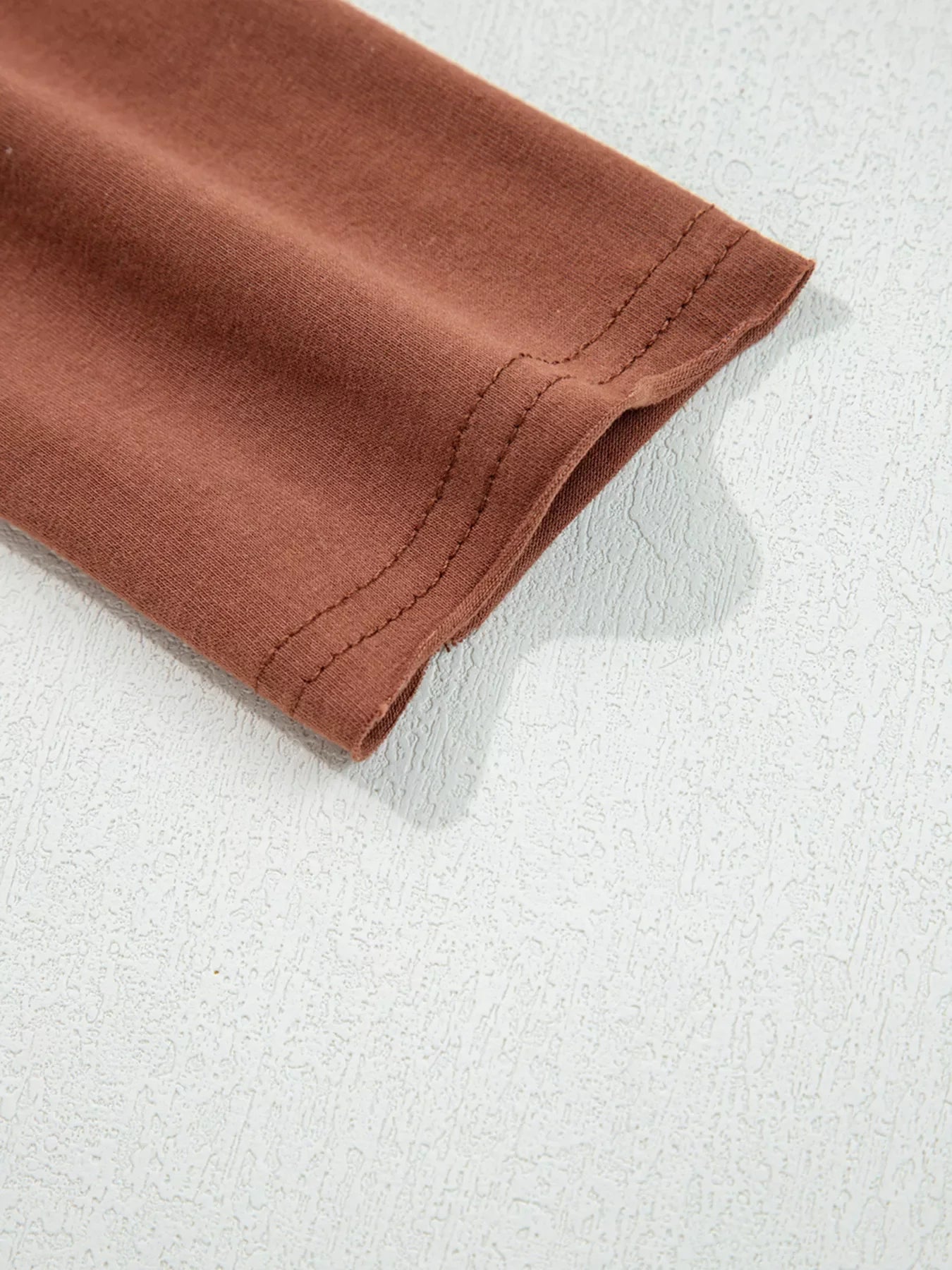 Raw Seam Detail Solid Color Long Sleeve Top