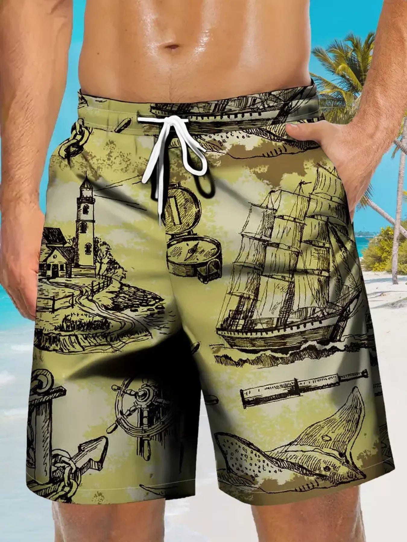Men's Full Size Drawstring Pocketed Shorts Plus Size