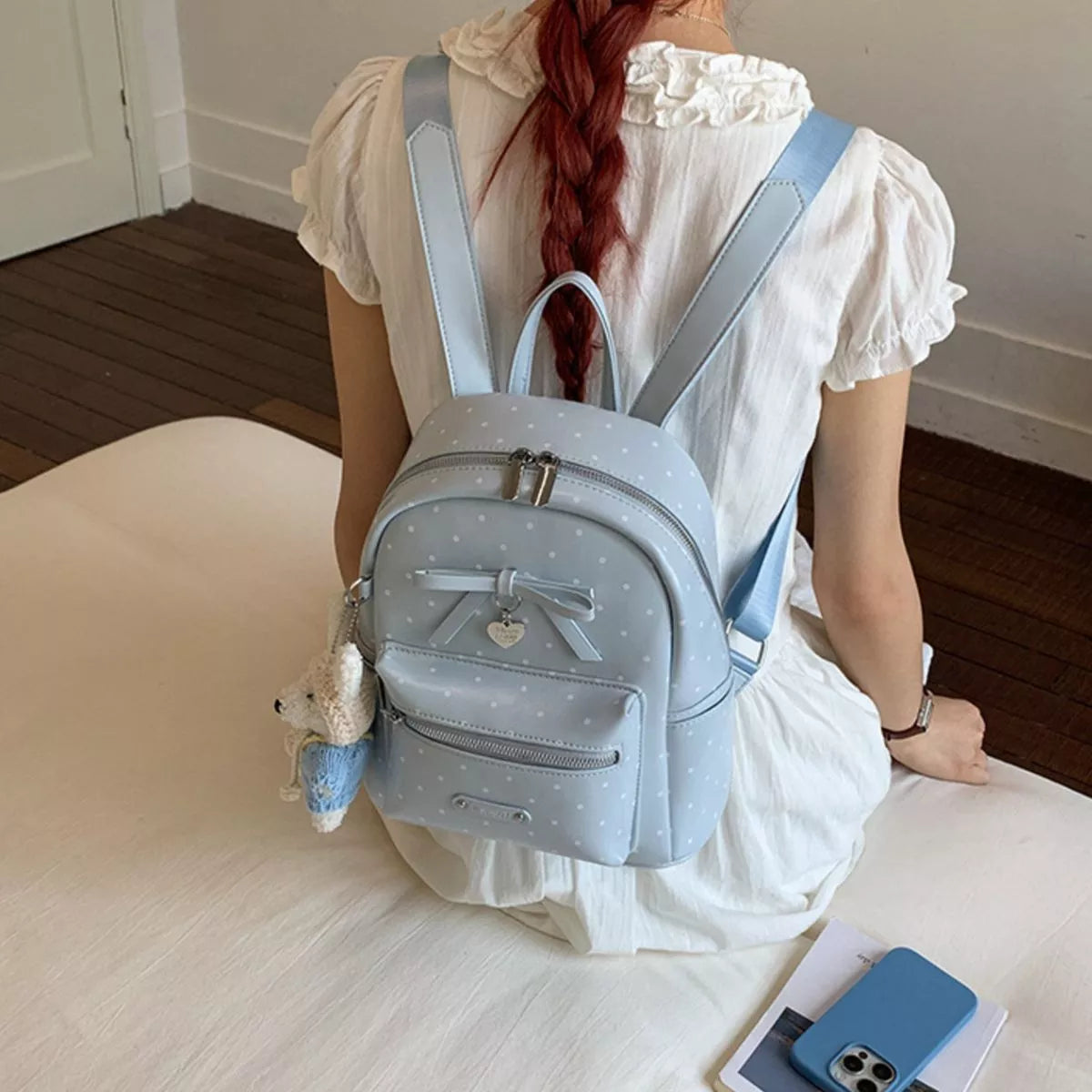 Polka Dot Bow Backpack Bag