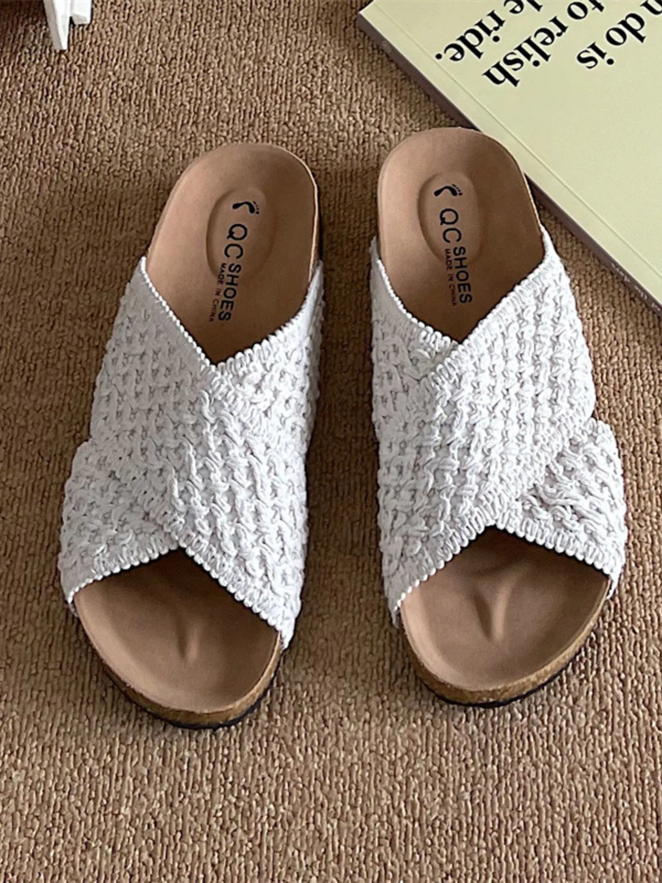 Cross Strap Woven Pattern Comfort Sandals