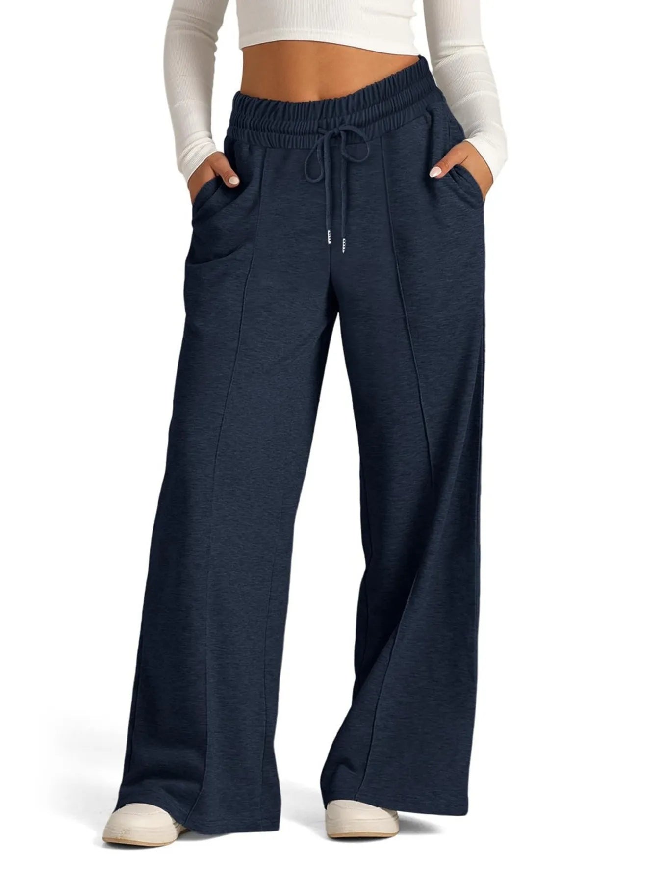 Full Size Drawstring Relaxed Fit Wide Leg Pants Plus Size